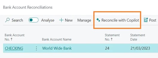bankreconciliatie in Microsoft Dynamics 365 Business Central 1
