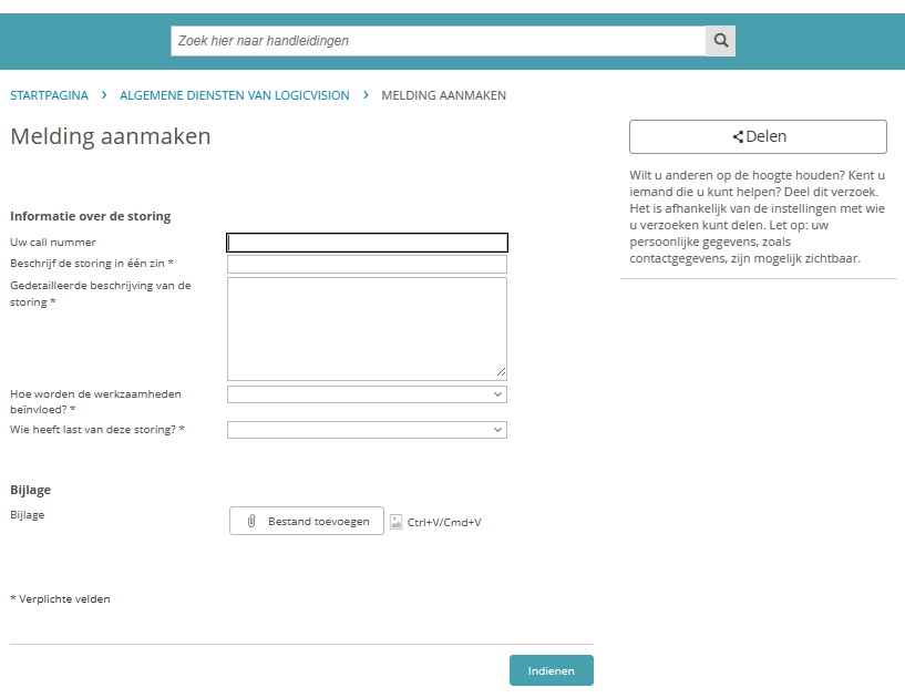 Melding maken scherm