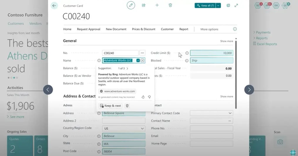 autofil in Microsoft Dynamics 365 Business Central april 2025